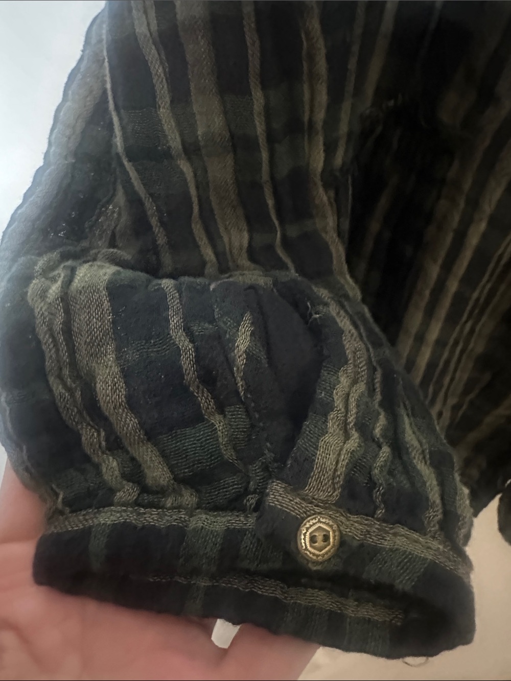 Free People Olive and Black Plaid Button-Front Tunic - Picture 4 of 8